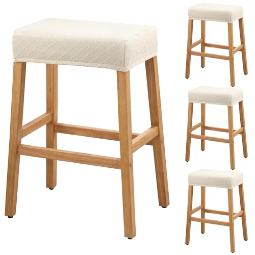 YISUN Stool Covers Rectangle - 4 Pack Stretch Waterproof Saddle Seat Cover Counter Bar Stools Bar Chairs Covers Kitchen Island Chairs Cushion Protector