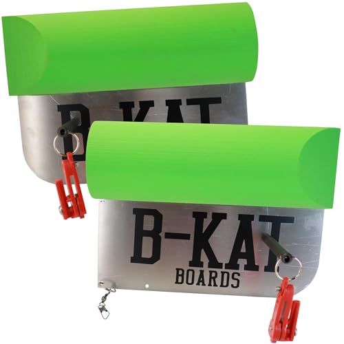 B-Kat Boards Large Catfishing Planer Boards, Reversible Side Planer, for Trolling, Dragging, Anchor Boat Fishing, Set of 2 Boards, Made in The USA (Bright Green)