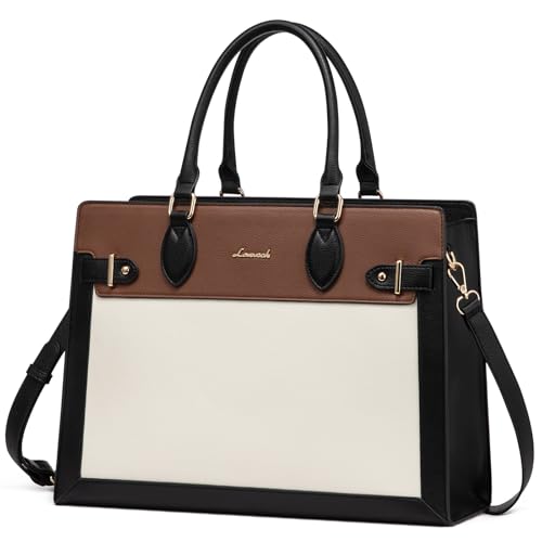 LOVEVOOK Laptop Bag for Women 17 Inch Work Tote, Business Computer Briefcase, PU Leather Tote Bag for Teacher, Large Office Shoulder Purse