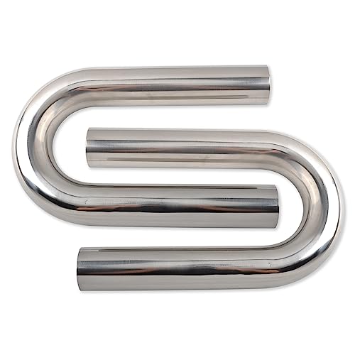 BIGREAT OD 4'' Inch (102MM) 180 Degree Bend Elbow Stainless Steel Turbocharger Pipe Tube Intercooler Pipe High Class Brushed Treatment Air Intake Tube Pipe Polished Universal-2PCS