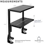 VIVO Clamp-on 13 inch Above or Below Desk 2-Tier Shelving Unit for Table Accessories, Gaming Devices, and More, Storage Tray, Desktop Organizer, Black, STAND-SHELF2C