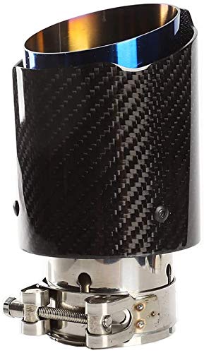 Vechkom 2.5"Inlet 3.5"Outlet Exhaust Tip Muffler Stainless Steel and Glossy Carbon Fiber Car Tail Pipe 6.6" Length Universal for Vehicles with 2.5" O.D. （Glossy Black）