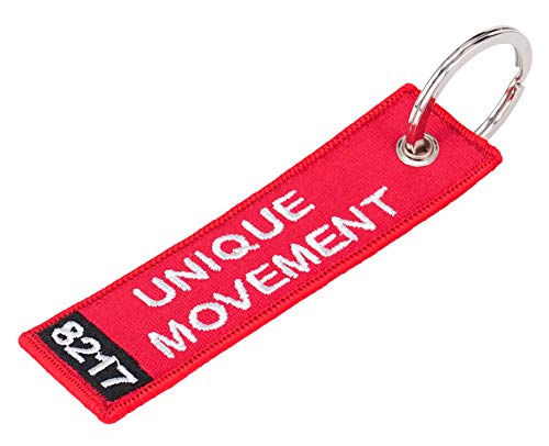 Rough Enough Motorcycle Keychain Jet Tag Flight Key Ring Tags with UNIQUE MOVEMENT Logo Drive Safe for Motorbike Red
