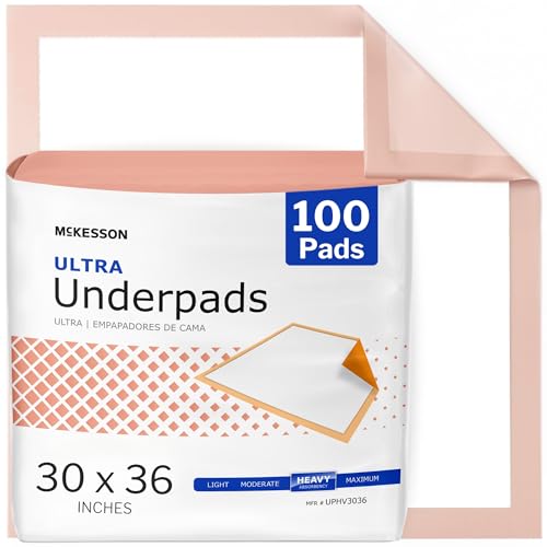 McKesson Underpads Disposable Bed Pads 30" x 36" [100 Count], Heavy Absorbency, Ultra Incontinence Chux Pads for Adults, Elderly, and Baby, Pee Pads