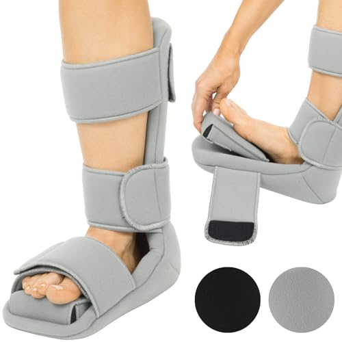 Vive Plantar Fasciitis Night Splint Plus Trigger Point Stretch Wedges - Soft Leg Brace Support, Orthopedic Sleeping Immobilizer Stretch Boot (Large: Men's: 8.5-11, Women's: 10-12)