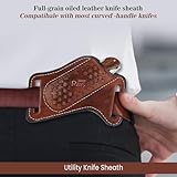 Leather Knife Sheath for Belt Pocket Folding Knife Holder Compact Draw Knifes Carrier EDC Tools Holster (Small)