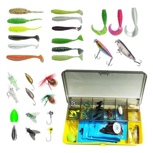 YOUHOT 183PCS Ultimate Stream Fishing Tackle Kit: Includes 5 Styles of Small Soft Baits, Jig Heads, Fly Fishing Lures, Insects, Shrimp, Sequins, Assist Hooks.