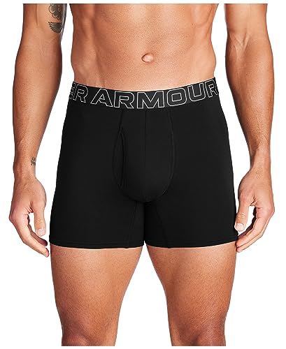 Under Armour Performance Cotton Boxer - Solid 6in 3-Pack, Black Solid - Core, 2XL