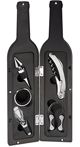 Ozeri 5-Piece Wine Bottle Corkscrew & Accessory Set, Black
