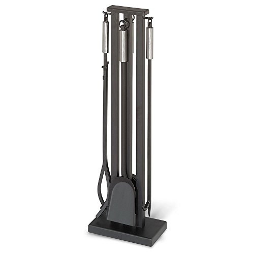 Pilgrim Home and Hearth 18039 Contemporary Fireplace Tool Set, 32" H, 22 Lb, Matte Black with Brushed Steel Handles