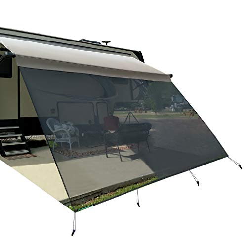 Leaveshade RV Awning Sun Shade Screen 10' X 16' 3''- Mesh Sunshade Block Front Sun Galary Motorhome Camping Trailer Sunscreen Screen Shade UV Sunblocker - 3 Year Warranty (Black)