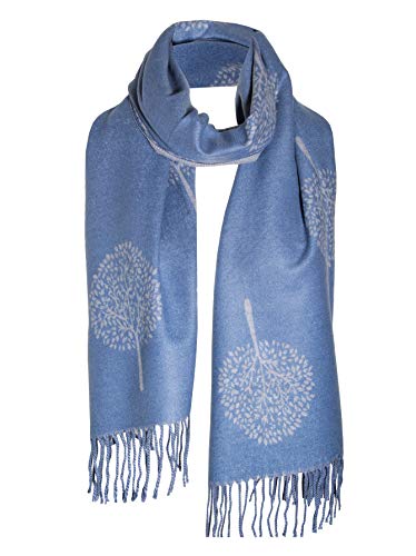 BLUE GREY LUXURY CASHMERE SCARF MULBERRY TREE PRINT REVERSABLE SUPER SOFT SUMMER WINTER SPRING SCARF UNISEX TRENDY PREMIUM QUALITY SCARFGIFT FOR HER HIM HER EVERYONE