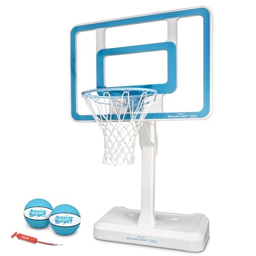 GoSports Splash Hoop Legend Pool Basketball Hoop Game with Water Weighted Base, Adjustable Height, and Regulation Steel Rim - Aqua