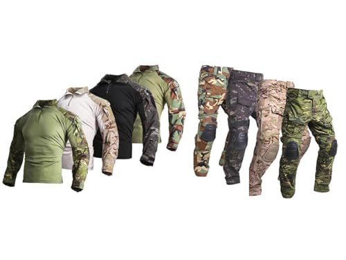 Elite Tribe Emerson G3 Combat Shirt Pants Tactical Military Pants Different Size (Uniform Multicolor Black, Large)
