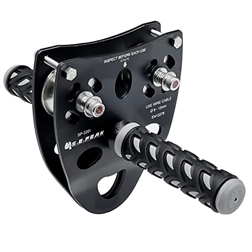 S.E.PEAK 45kN Tandem Speed Double Pulley, High Tensile Steel Alloy Zip Line Trolley with Handle for Backyard Zipline, Fits Cable Φ9~13 MM/Holds to 10000 lbs, Outdoor Playground Equipment
