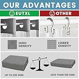 EUTXL Grey Shower Curtain and Liner Set - 230GSM Waffle Weave Textured Heavy Duty,Hotel Luxury Weighted Bath Curtain,71W x 74H