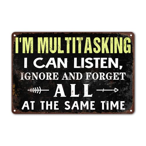 Bestylez Vintage Sign "I'm Multitasking" Funny Metal Tin Sign - Cool Wall Art for Man Cave, Home Bar, Garage or Office Decor (289)