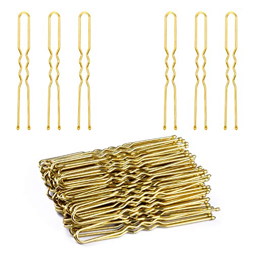 U Shaped Hair Pins, IKOCO 2.4inch Bun Hair Pins for Women with Storage Box, Gold