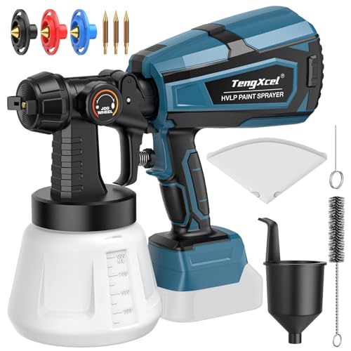Cordless Paint Sprayer for Makita 18V LXT Li-ion Battery, 200W Spray Paint Gun with Brushless Motor, 3 Copper Nozzle and 1000ML Container, Spray Gun for Painting Ceiling, Fence, Walls(No Battery)