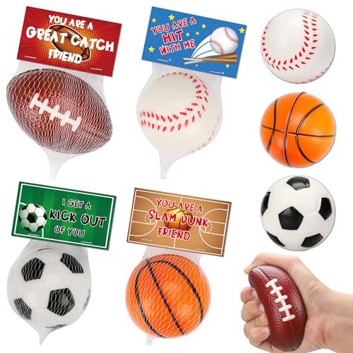 Thremhoo 16 PCS Stress Balls Party Favor for Kids 8-12 Goodie Bag Stuffers Prizes for Kids Pinata Fillers Boys Birthday Party Gifts Sport Foam Bouncy Balls Toddler 4-8 Bulk Small Toys