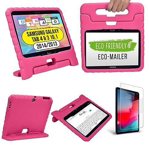 Cooper Dynamo [Rugged Kids Case] Protective Case for Samsung Galaxy Tab 4 10.1, Galaxy Tab 3 10.1 2013/2014 Released only | Child Proof Cover with Stand, Handle (Pink)