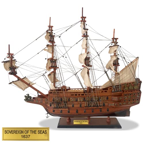 vinacreations Sovereign of The Seas Wooden Model Ship 1:440 24’’ Vintage Warship Tall Wood Model British Historical Ancient Boat Home Living Room Nautical Decoration Décor Display SVR50
