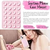 AZXYI 2 Pack Silicone Suction Phone Case Mount, Silicon Adhesive Suction Cup Phone Mount, Non Slip Sticky Phone Grip for Cellphone, Strong Grip Holder for Selfies and Videos (Translucent)