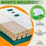 CARPATHEN Seed Starter Tray - Seed Starting Tray with Humidity Dome and 48 Peat Pots for Seedlings - Plant Germination Trays Plant Starter Kit and Base Mini Greenhouse Germination Kit