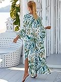 Women Kaftan Dress Hand Woven V Neck Swim Cover up Caftan Rayon Cotton Kaftan Dresses Floral Ethnic Print Beach Kaftans Plus Size Over Sized Swimsuit Cover Up for Swimwear 8772-26