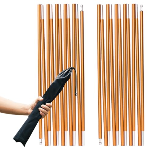 TRIWONDER Tent Pole 2 PCS - Aluminium Rod Tent Pole Replacement Accessories Tent Bar Tent Building Supporting Rod Awning Frames Kit for Hiking Camping (Gold - 10.92ft)