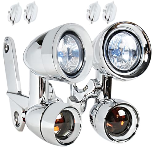 Chrome Fairing Mounted Driving Lights With Turn Signals For Harley Street Glide Road King FLHT FLHX 1996-2013 Models