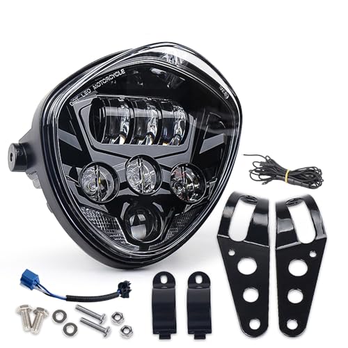 7inch motorcycle LED Headlight Hi Lo Beam White&Red DRL for Harley Davidson,Kawasaki,Ducati,Suzuki,Yamaha,Victory,Honda,Triumph,Indian,Fits any motorcycle with 1.38inch-1.69inch fork tubes.black