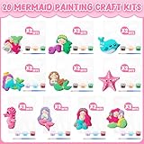 Simgoing 20 Set Mermaid DIY Painting Kit Ceramic to Paint Your Own Mermaid Statues Unpainted Plaster Figurines Brushes Acrylic Paints Bags Arts and Crafts Kits Party Favor for Kids Boys Adults Girls