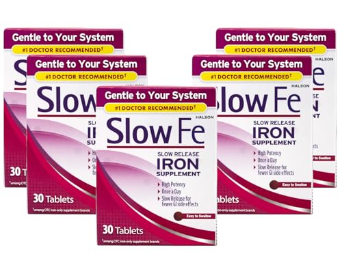 Slow Fe Slow Release Iron Supplement, High Potency, Once a Day, Gentle on System, 30 Tablets (Pack of 5)
