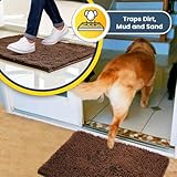 Muddy Mat® 2-Piece Brown Medium 30"X19" AS-SEEN-ON-TV Highly Absorbent Microfiber Door Mat, Bath Mat and Pet Rug, Non Slip Thick Washable Soft Chenille for Kitchen Bathroom Bedroom Indoor and Outdoor