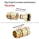 HQMPC Garden Hose Quick Connect Solid Brass Quick Connector Garden Hose Fitting Water Hose Connectors 3/4 inch GHT (2SETS)