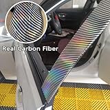 Lypumso 2D Holographic Carbon Fiber Vinyl Wrap, High Gloss Silver Rainbow Chrome Wrapping Vinyl Film with Air Release Technology Auto DIY Paint Replacement Wrap Roll 1ft x 10ft