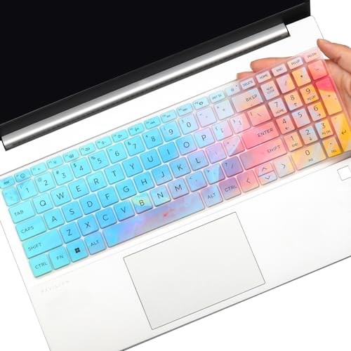 Colorful Keyboard Cover for HP New 15.6" Laptop 15t 15z 15-fc 15-fd Series 15t-fd100/fd000 15-fd0083wm 15-fc0025dx 15-fc0093dx 15-fd0005dx 15-fd0023dx 15-fd0107dx 15-fd0132wm, HP New 250 255 G10 15.6"