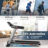 GYMAX Foldable Treadmill, 4.75HP Folding Treadmill with 15% Auto Incline, App Control, Bluetooth Speaker & Pules Sensor, Portable Self-Standing Treadmill with Incline for Home Gym