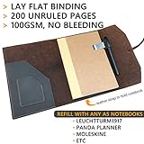 Refillable Leather Journal Writing Notebook - Lay Flat Notebook, Handmade Leather Bound Diary for Men & Women, Gift for Travel Diary, Creative Writing & Art Sketchbook to Write in, Large 6"x8", Dark Brown