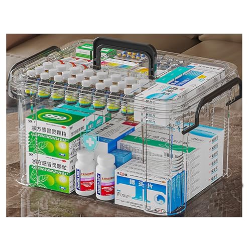 MMDXD,Medicine Storage Box,Large Medicin Storage Boxs,Medicine Storage Boxs for Home,Larger Capacity Portable Medicine Storage Organiser,Suitable for Home,School,Travelling (Transparent, Extra Large)