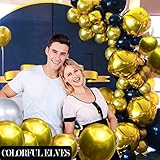 COLORFUL ELVES 12 Inch 100 Pcs Latex Metallic Chrome Balloons Helium Shiny Thicken Balloons Party Decoration (Gold)