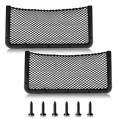 2 Pieces ABS Plastic Frame Automotive Cargo Nets Car Net Pocket Phone Car Mesh Net Holder RV Storage Boat Cargo Pocket Organizer Framed Mesh Net Pocket with Screws for Auto RV Net(16 x 8 Inch)
