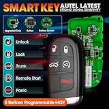 Autel MaxiIM IKEY Programmable Smart Key, 2024 IKEYCL005AL Key Fob Replacement for Chrysler Dodge, 5 Buttons IMMO Learning, 130FT/ 40M Remote, Work with Autel KM100 IM508S