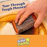 Scrub Daddy Steel Scouring Pad Scrub Sponges - Stainless Steel Scour Daddy - Stainless Steel Fibers Do What Scrubbing Sponges Can't - Durable, Shred-Resistant Scrubbing Pads - 2 Count (6 Pack)