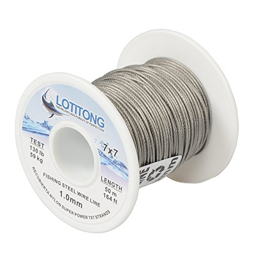 50Meters 1.0mm 130lb Fishing Steel Wire line 7x7 49 Strands Trace Coating Wire Leader Coating Jigging Wire Lead Fish Jigging Line Fishing Wire Stainless Steel Leader Wire