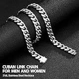 Silver Cuban Link Chains for Men Mens Jewelry for Mens 316l Stainless Steel Chain Necklaces for Man Silver Cuban Chain for Men Women Valentine's Day Gifts for Him Birthday Gift for Man Mens 9mm 20 In