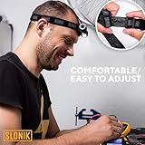 SLONIK Headlamp Rechargeable - 1000 Lumen LED USB Rechargeable Headlight - IPX4 Waterproof Head Lamp with Bright 60 ft Flashlight Beam - Hiking & Outdoor Camping Gear, Black - LED Headlamp