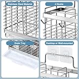 IWNTWY Utensil Holder, Stainless Steel Utensil Drying Rack with Drain Tray, Kitchen Counter Drainer Basket Silverware Cutlery Flatware Holder Forks, Knives, Spoons, Chopsticks Organizer (Silver)