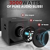 Pyle 3000 Watts Box Subwoofer Speaker - Active Powered 18” inch Woofer, Loud Bass, with DSP Digital Signal Processor for Home Theater System, Pro DJ Sound, Pole Mount Socket and Carrying Handles